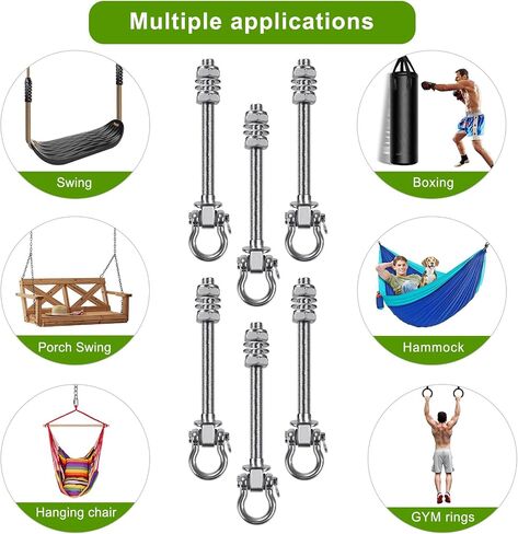 SELEWARE Heavy Duty Swing Hangers with Silent Bearings, 1500LB Capacity Stainless Steel Swing Hardware Kit (2 Pack), M10 x 9" Bolts for Wood/Steel Beams, Porch Swings, Yoga Hammocks, Gym Rings in Saudi Arabia