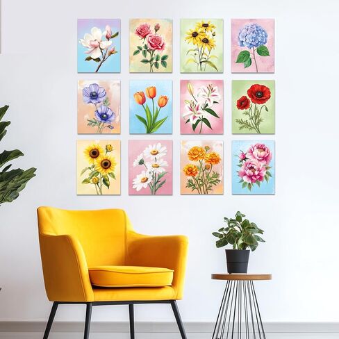 GLASSWINDS 12 Pcs Pre Drawn Canvas to Paint for Adults, 8 x 10 Inch Paint Canvases for Painting, Pre Printed Canvas Set Sip and Paints Kit for Paints Party Favors(Butterfly) in Kuwait