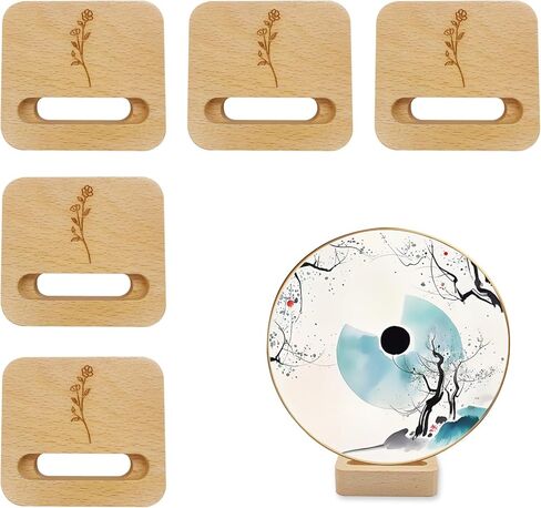 GeryVtee 6 Pcs Embroidery Hoop Stand Small Embroidery Hoop Holder Embroidery Hoop Wooden Base Embroidery Hoop Display Stand for Embroidery Cross Stitch Hoop Accessories Decor(Triangle) in Kuwait