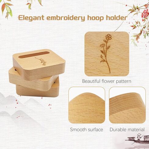 GeryVtee 6 Pcs Embroidery Hoop Stand Small Embroidery Hoop Holder Embroidery Hoop Wooden Base Embroidery Hoop Display Stand for Embroidery Cross Stitch Hoop Accessories Decor(Triangle) in Kuwait