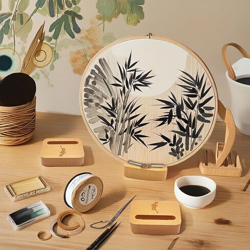 GeryVtee 6 Pcs Embroidery Hoop Stand Small Embroidery Hoop Holder Embroidery Hoop Wooden Base Embroidery Hoop Display Stand for Embroidery Cross Stitch Hoop Accessories Decor(Triangle) in Kuwait