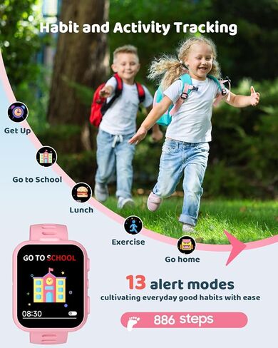 ساعة ذكية BIGGERFIVE للأطفال مزودة بكاميرات مزدوجة، 30 لعبة ألغاز، مشغل فيديو وموسيقى، كتب صوتية، مصباح يدوي، عداد الخطى، آلة حاسبة، ألعاب تعليمية، هدايا عيد ميلاد للأولاد والبنات من عمر 4 إلى 10 سنوات باللون الأزرق in Kuwait