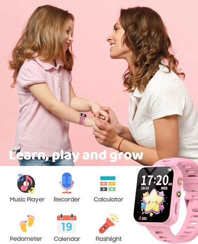 ساعة ذكية BIGGERFIVE للأطفال مزودة بكاميرات مزدوجة، 30 لعبة ألغاز، مشغل فيديو وموسيقى، كتب صوتية، مصباح يدوي، عداد الخطى، آلة حاسبة، ألعاب تعليمية، هدايا عيد ميلاد للأولاد والبنات من عمر 4 إلى 10 سنوات باللون الأزرق in Kuwait