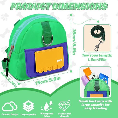 Adjustable Dog Backpack Harness with Leash & Poop Bag Dispenser, Waterproof Dog Saddle Bag, Pets Self Carrier Dog Harness Bag for 17-33 Lb Medium Doggy Travel Hiking Walking (Orange) in Kuwait