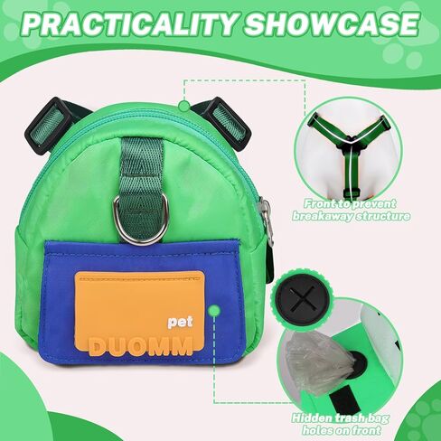 Adjustable Dog Backpack Harness with Leash & Poop Bag Dispenser, Waterproof Dog Saddle Bag, Pets Self Carrier Dog Harness Bag for 17-33 Lb Medium Doggy Travel Hiking Walking (Orange) in Kuwait