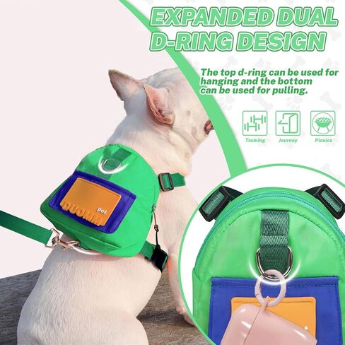 Adjustable Dog Backpack Harness with Leash & Poop Bag Dispenser, Waterproof Dog Saddle Bag, Pets Self Carrier Dog Harness Bag for 17-33 Lb Medium Doggy Travel Hiking Walking (Orange) in Kuwait