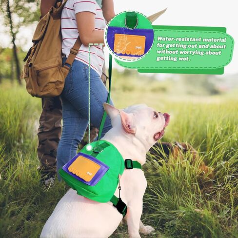 Adjustable Dog Backpack Harness with Leash & Poop Bag Dispenser, Waterproof Dog Saddle Bag, Pets Self Carrier Dog Harness Bag for 17-33 Lb Medium Doggy Travel Hiking Walking (Orange) in Kuwait