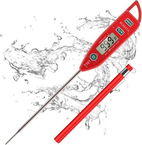 BOMATA Waterproof IPX7 Thermometer for Water, Liquid, Candle and Cooking. Instant Read Food Thermometer with Long Probe for Cooking, Meat, BBQ! T101 (Black Color)… in Saudi Arabia