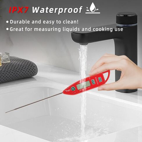 BOMATA Waterproof IPX7 Thermometer for Water, Liquid, Candle and Cooking. Instant Read Food Thermometer with Long Probe for Cooking, Meat, BBQ! T101 (Black Color)… in Saudi Arabia