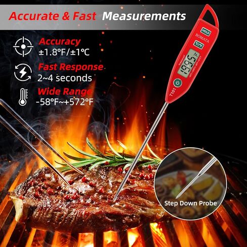 BOMATA Waterproof IPX7 Thermometer for Water, Liquid, Candle and Cooking. Instant Read Food Thermometer with Long Probe for Cooking, Meat, BBQ! T101 (Black Color)… in Saudi Arabia