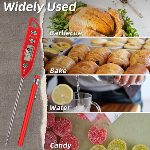 BOMATA Waterproof IPX7 Thermometer for Water, Liquid, Candle and Cooking. Instant Read Food Thermometer with Long Probe for Cooking, Meat, BBQ! T101 (Black Color)… in Saudi Arabia