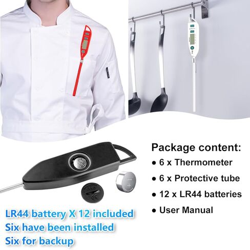 مقياس حرارة Bomata المقاومة للماء IPX7 للمياه والسائل والشمعة والطبخ. مقياس حرارة الطعام القراءة الفوري مع مسبار طويل للطهي ، واللحوم ، الشواء! T101 (اللون الأسود) ... in Kuwait