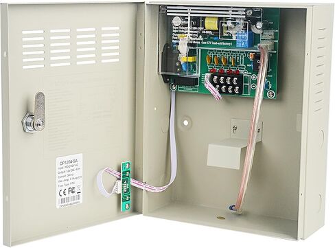 ENS 4 Channel CCTV Distributed Power Supply Box for Security Camera - 4 Ports 5A 12V DC Output - PTC Fuse- Regulated and Filtered - Surge Protected - Key Lock - Designed for Surveillance DVR System in Saudi Arabia