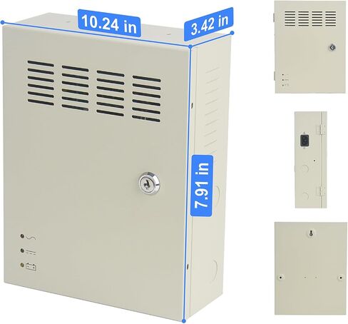 ENS 4 Channel CCTV Distributed Power Supply Box for Security Camera - 4 Ports 5A 12V DC Output - PTC Fuse- Regulated and Filtered - Surge Protected - Key Lock - Designed for Surveillance DVR System in Saudi Arabia