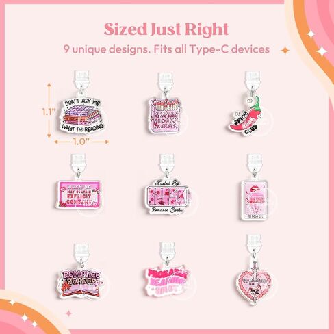 Kaciola 9 Pack Pink Bow Dust Plug Charm Type C for E Reader Paper White 11th, Dust Plug Accessories for Women, Type C/USB C Dust Plug(Bow) in Saudi Arabia