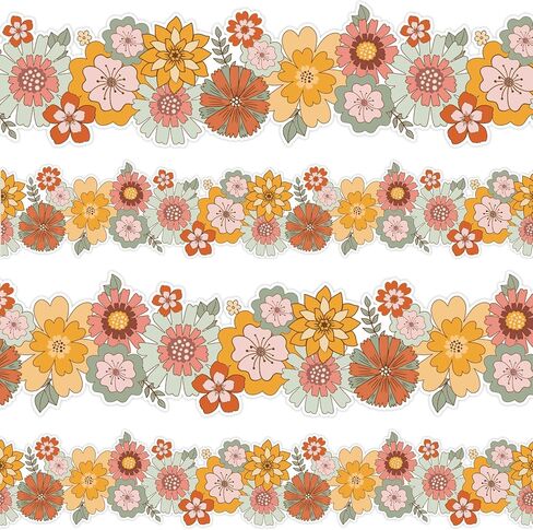 Whaline 32.8ft Wildflowers Bulletin Board Borders Colorful Flower Die-Cut Rolled Border Trim for Spring Classroom Office Chalkboard Decoration in Saudi Arabia