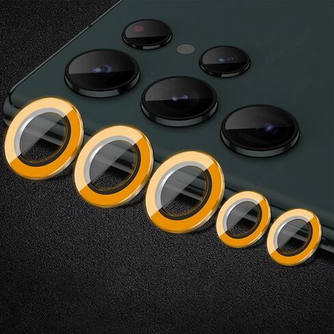 Omorro Compatible for Galaxy S24 Ultra Luminous Camera Lens Protector Ultra Thin Film Tempered Glass Camera Screen Protector Shockproof Cover Orange in Saudi Arabia