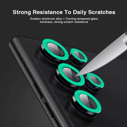 Omorro Compatible for Galaxy S24 Ultra Luminous Camera Lens Protector Ultra Thin Film Tempered Glass Camera Screen Protector Shockproof Cover Orange in Saudi Arabia