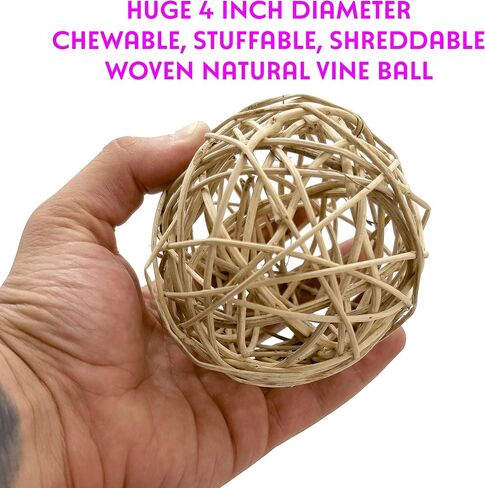 5055 Medium Natural Vine Balls Pk8 - Handwoven natural rattan vine balls, Easy to chew and break, Stuffable, Lightweight, Great for Sm to Med size pets Budgie Finch Lovebird Parrotlet Caique Conure in Kuwait