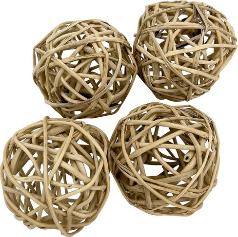 5055 Medium Natural Vine Balls Pk8 - Handwoven natural rattan vine balls, Easy to chew and break, Stuffable, Lightweight, Great for Sm to Med size pets Budgie Finch Lovebird Parrotlet Caique Conure in Kuwait