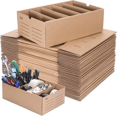 30 Sets Cardboard Parts Bins Boxes Kraft Cardboard Storage Bins with Dividers for Parts Classroom Shelves Organizing(White,12 x 4 x 4 Inches) in Saudi Arabia