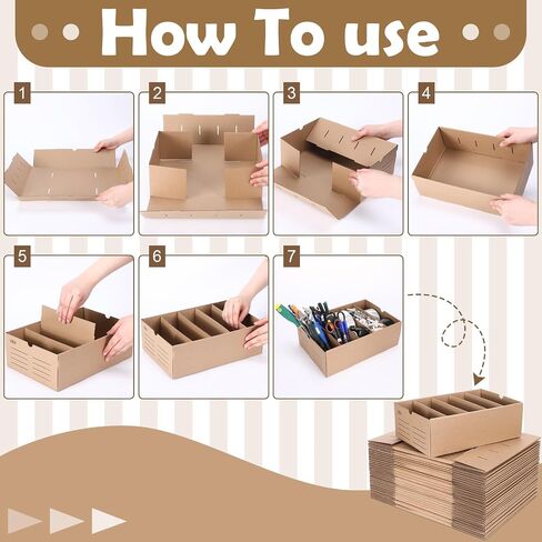 30 Sets Cardboard Parts Bins Boxes Kraft Cardboard Storage Bins with Dividers for Parts Classroom Shelves Organizing(White,12 x 4 x 4 Inches) in Saudi Arabia