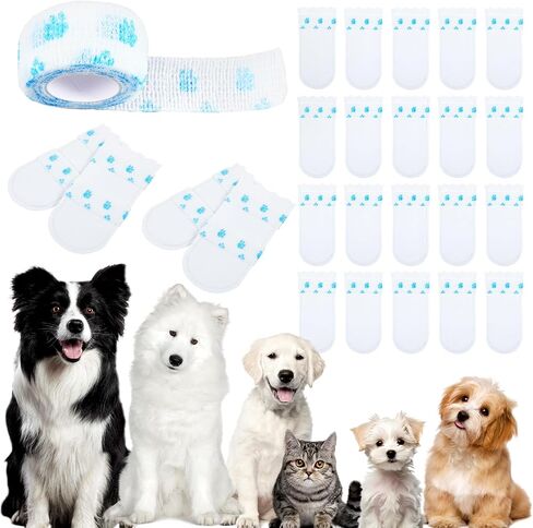 20 Pcs Disposable Dog Boots Paw Protectors, Waterproof Dog Shoes for Small Size Dogs, Adjustable Self-Adhesive Bandage, Dog Booties for Outdoor & Indoor Walking, Dog Feet Covers, Dog Disposable(M) in Saudi Arabia
