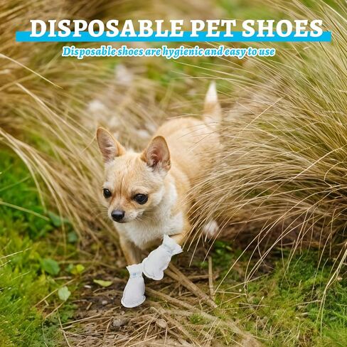 20 Pcs Disposable Dog Boots Paw Protectors, Waterproof Dog Shoes for Small Size Dogs, Adjustable Self-Adhesive Bandage, Dog Booties for Outdoor & Indoor Walking, Dog Feet Covers, Dog Disposable(M) in Saudi Arabia