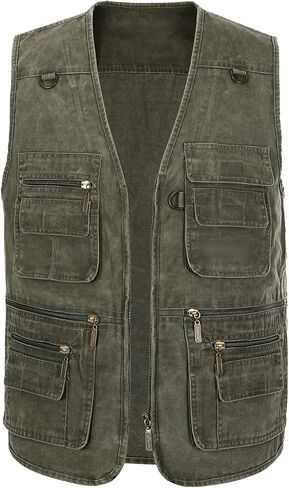Hbufnha Men's Denim Vest Outdoor Casual Multi Pocket Sleeveless Jacket Jean Work Travel Utility Vest in Kuwait