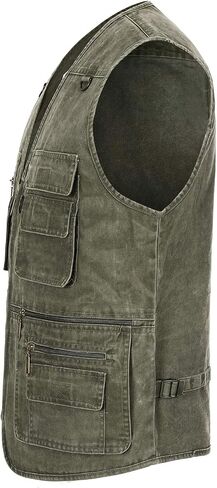 Hbufnha Men's Denim Vest Outdoor Casual Multi Pocket Sleeveless Jacket Jean Work Travel Utility Vest in Kuwait