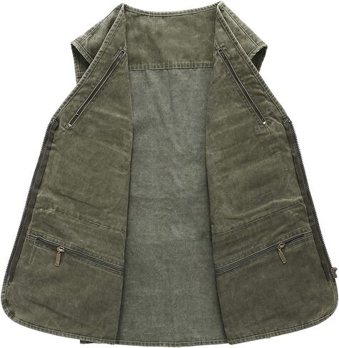 Hbufnha Men's Denim Vest Outdoor Casual Multi Pocket Sleeveless Jacket Jean Work Travel Utility Vest in Kuwait