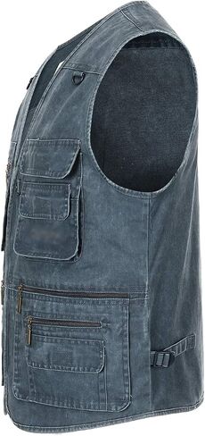 Hbufnha Men's Denim Vest Outdoor Casual Multi Pocket Sleeveless Jacket Jean Work Travel Utility Vest in Kuwait