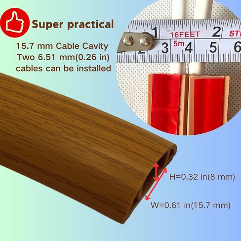 4ft Self Adhesive Floor Cord Cover,Heavy Duty Soft PVC Cable Protector and Extension Cord Hider,Cord Management System to Hide Wires on Floor,Cable Cavity:0.61" (W) x 0.32" (H) White in Kuwait