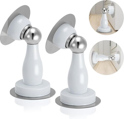 Magnetic Door Stop, Stainless Steel Door Stop, Suitable for Wall and Floor mounting, Door Retainer, Double Sided Adhesive Tape, no Drilling Required（Silver-1pack） in Saudi Arabia