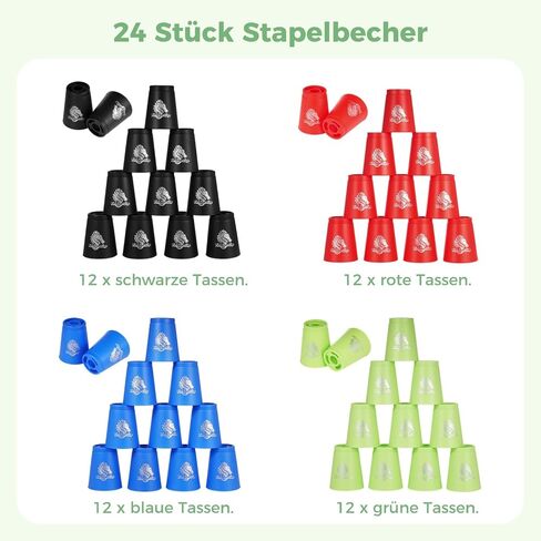 yeesport 48 Pcs Sport Stacking Cups, Speed Training Game for Challenge Competition, Plastic Stacking Cups, Classic Family Game for Kids and Adults, Red+Blue+Green+Orange in Saudi Arabia