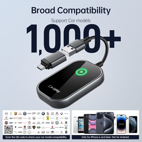 محول carplay اللاسلكي ، يحول سلكية إلى Dongle Carplay اللاسلكية لـ Apple iPhone و Plug & Play Auto Connect Zero Terency Fits for 2015 & iOS 10+ Space Gray in Saudi Arabia