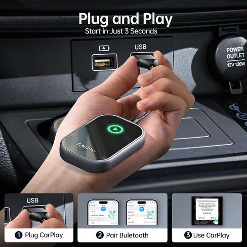 محول carplay اللاسلكي ، يحول سلكية إلى Dongle Carplay اللاسلكية لـ Apple iPhone و Plug & Play Auto Connect Zero Terency Fits for 2015 & iOS 10+ Space Gray in Saudi Arabia