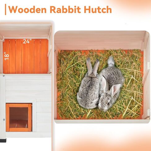 Petsfit Cat House Outdoor Weatherproof for 1-2 Cats, Sizing 34" Lx18 Wx23 H,Wooden Outside Cat House with Corrido and Escape Door White in Kuwait