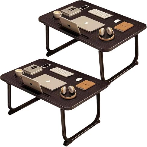 Extra Large 2-Pack Lap Desk for Bed & Sofa with Cup Holder & Foldable Legs Laptop Table, Breakfast Serving Tray, Tablet Phone Groove, Foldable Legs in Saudi Arabia