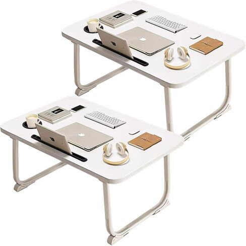 Extra Large 2-Pack Lap Desk for Bed & Sofa with Cup Holder & Foldable Legs Laptop Table, Breakfast Serving Tray, Tablet Phone Groove, Foldable Legs in Saudi Arabia