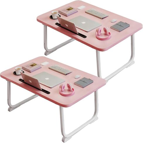 Extra Large 2-Pack Lap Desk for Bed & Sofa with Cup Holder & Foldable Legs Laptop Table, Breakfast Serving Tray, Tablet Phone Groove, Foldable Legs in Saudi Arabia
