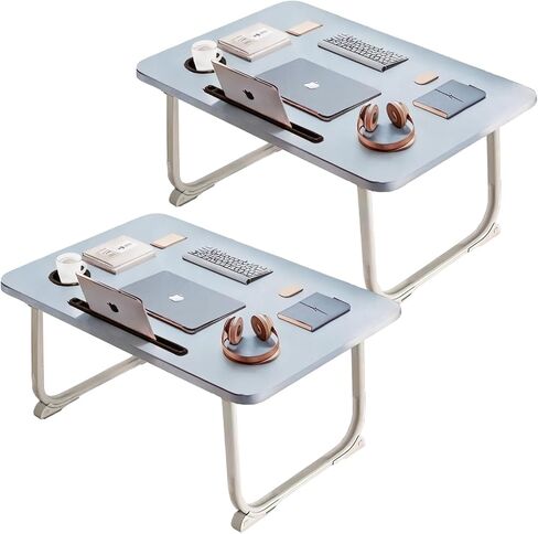 Extra Large 2-Pack Lap Desk for Bed & Sofa with Cup Holder & Foldable Legs Laptop Table, Breakfast Serving Tray, Tablet Phone Groove, Foldable Legs in Saudi Arabia