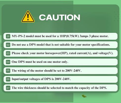 يجب استخدام طور DPS Sinlge إلى محول الطور 3 ، 2HP ، 6A ، الإدخال/الإخراج 200V-240V My-PS-2 لمحرك 3A (0.75 كيلو وات) 3A ، يجب استخدام DPS لمحرك واحد فقط ، المدرجة في UL in Kuwait
