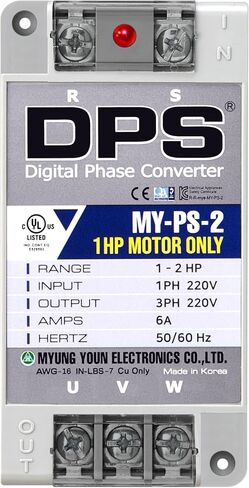 يجب استخدام طور DPS Sinlge إلى محول الطور 3 ، 2HP ، 6A ، الإدخال/الإخراج 200V-240V My-PS-2 لمحرك 3A (0.75 كيلو وات) 3A ، يجب استخدام DPS لمحرك واحد فقط ، المدرجة في UL in Kuwait