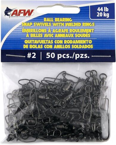 American Fishing Wire Black Ball Bearing Snap Swivels (2 Pieces), Size 8, 350 Pound Test in Kuwait