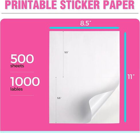 60 Shipping Labels 2 Per Sheet 8.5" x 5.5" Matte Half Sheet Labels Self Adhesive White Shipping Label Paper in Saudi Arabia