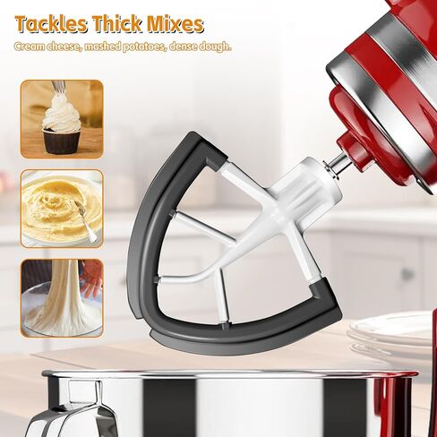 Flex Edge Beater for KitchenAid 4.5/5 Qt Tilt-Head Stand Mixer – Auto-Scrape Silicone Paddle, Dishwasher Safe, Flexible Silicone Edges Bowl Scraper For Kitchen Aid Accessories and Attachments (Grey) in Kuwait