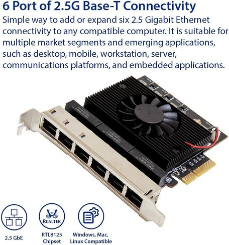 محول شبكة جيجابت إيثرنت IO CREST PCIe إلى 8 منافذ، يدعم Windows 11/10/8.1/8/7، Win Server 2022/2019/2016، Linux in Kuwait