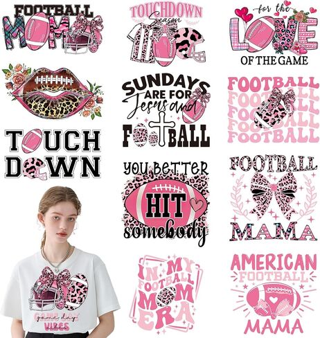 Baseball Iron on Transfers - 12 Pcs Ready to Press Ball Sport Heat Transfer Designs Stickers Clothing Patches Decal for T-Shirts Hoodie Hat Jeans Applique DIY Crafts Clothes Shirt Decoration in Saudi Arabia