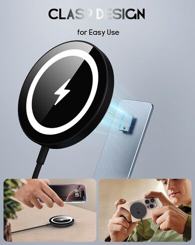 Magnetic Wireless Charger Stand for Mag-Safe Charger, 15W Max Foldable Wireless Charging Stand Made for iPhone 16/15/14/13/12 Series,Fast Mag Safe Charging Pad for AirPods Pro 3 2 (Black) in Kuwait
